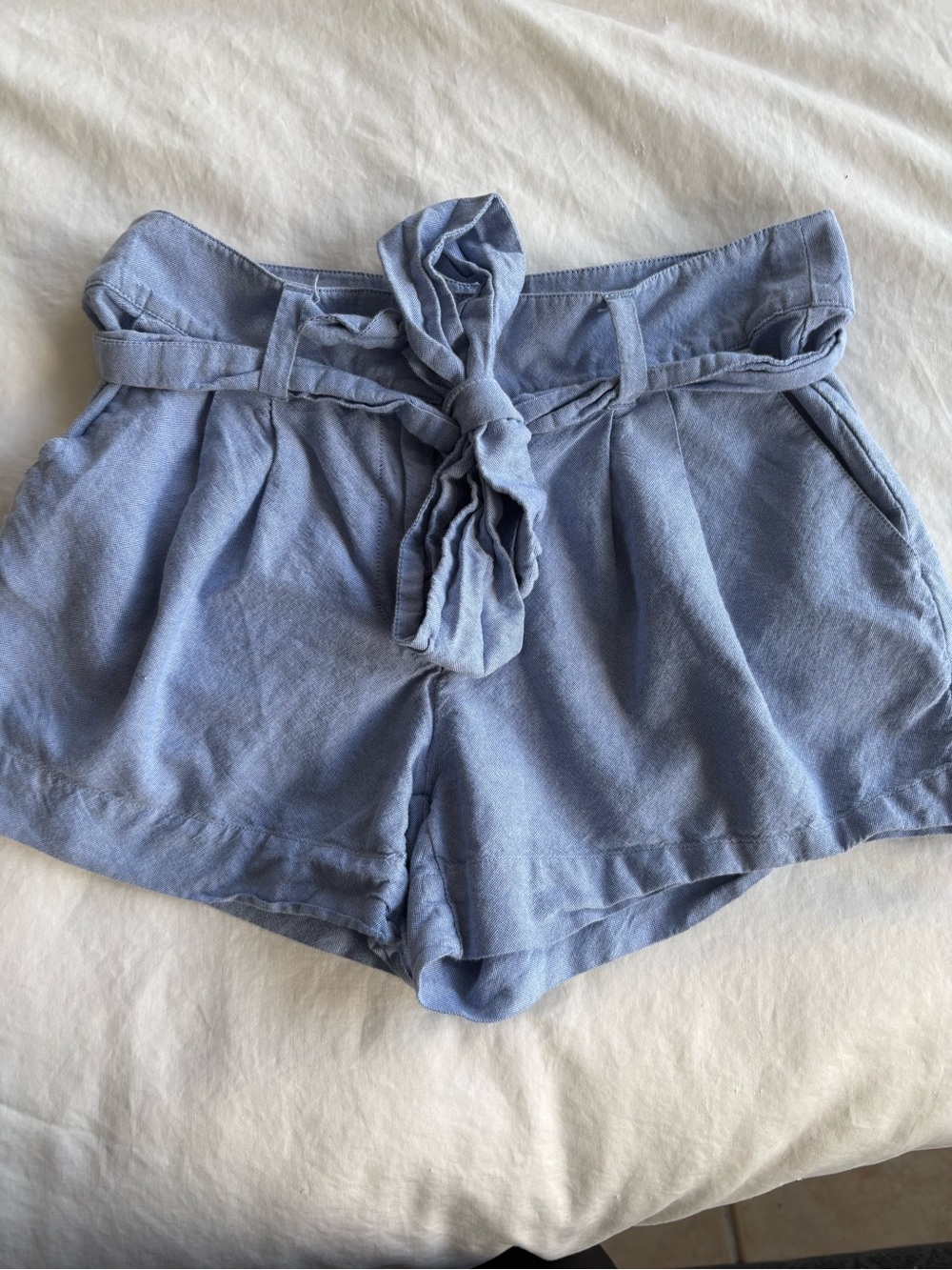 Vineyard Vines Light Blue High-Waist Tie-Front Shorts